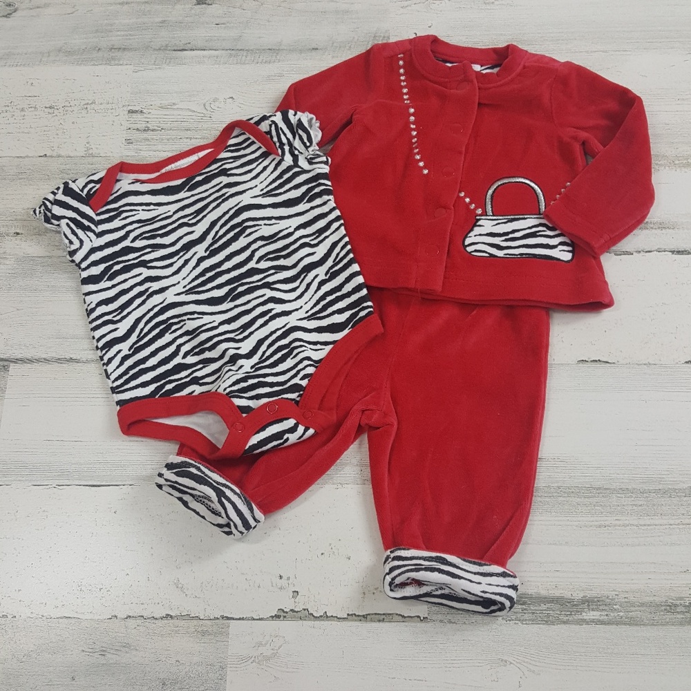 FIRST IMPRESSION Baby GIRL VELOUR OUTFIT 0-3 month